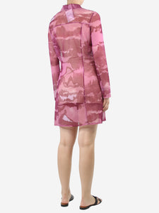 Brioni Roma Purple sheer printed shirt dress - size UK 8