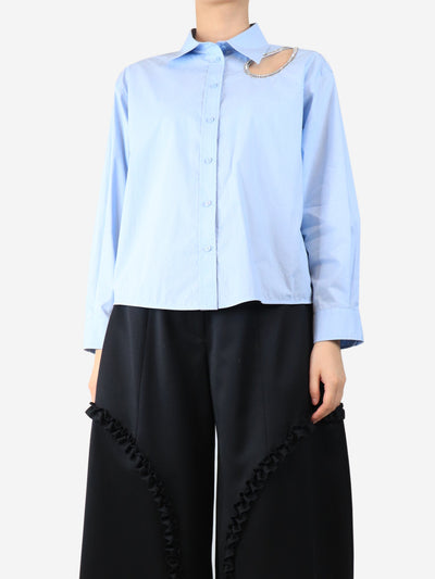 Blue diamante cutout shirt - size UK 8 Tops Sandro 