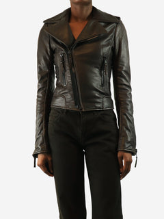 Brown leather biker jacket - size UK 8 Coats & Jackets Balenciaga 