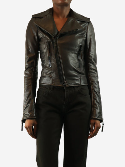 Brown leather biker jacket - size UK 8 Coats & Jackets Balenciaga 
