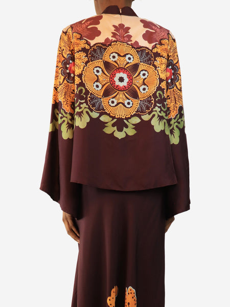 Purple and yellow silk printed top - size S alternate image