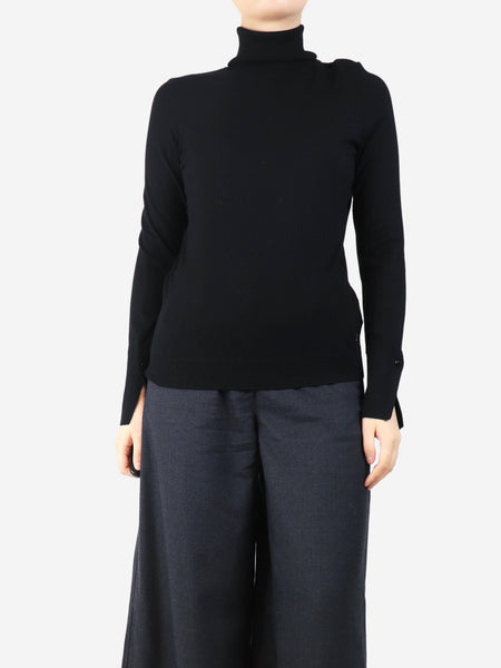 Black roll-neck knit top - size S product image