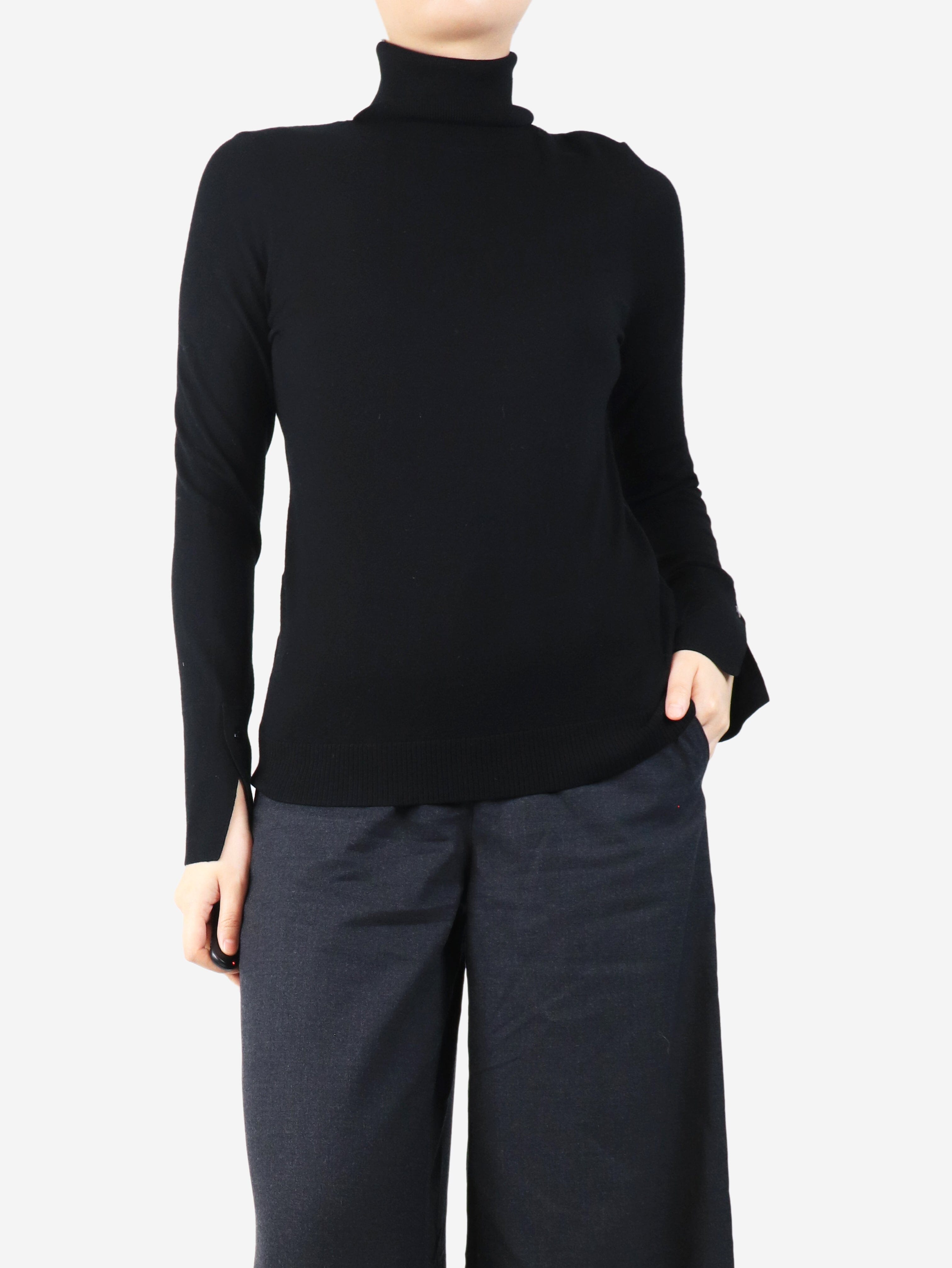 Black roll-neck knit top - size S Knitwear Bogner 