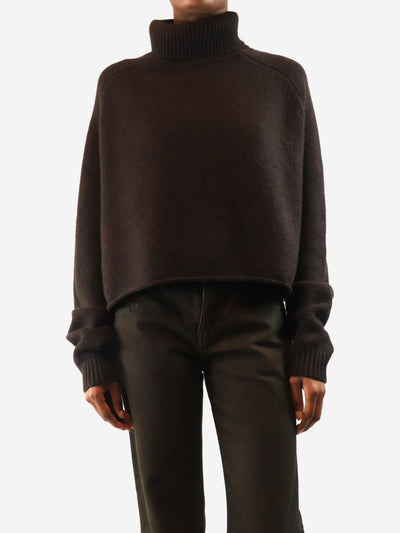 Dark chocolate high-neck sweater - size XS Knitwear Lisa Yang 