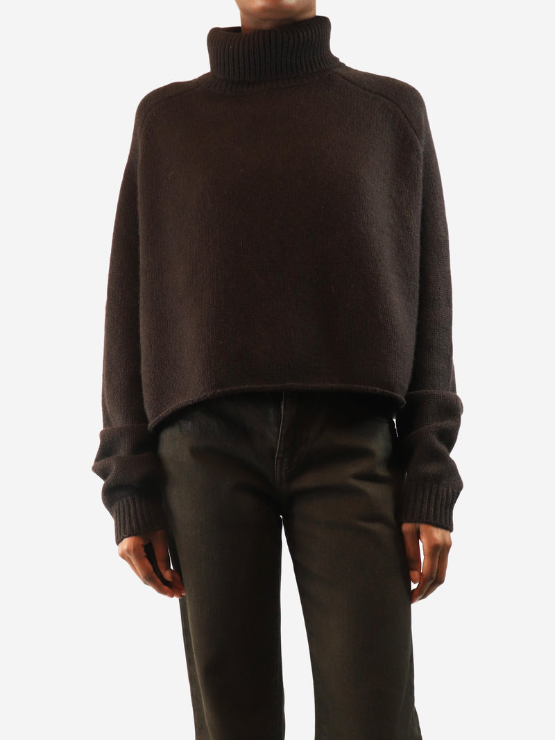 Dark chocolate high-neck sweater - size XS Knitwear Lisa Yang 