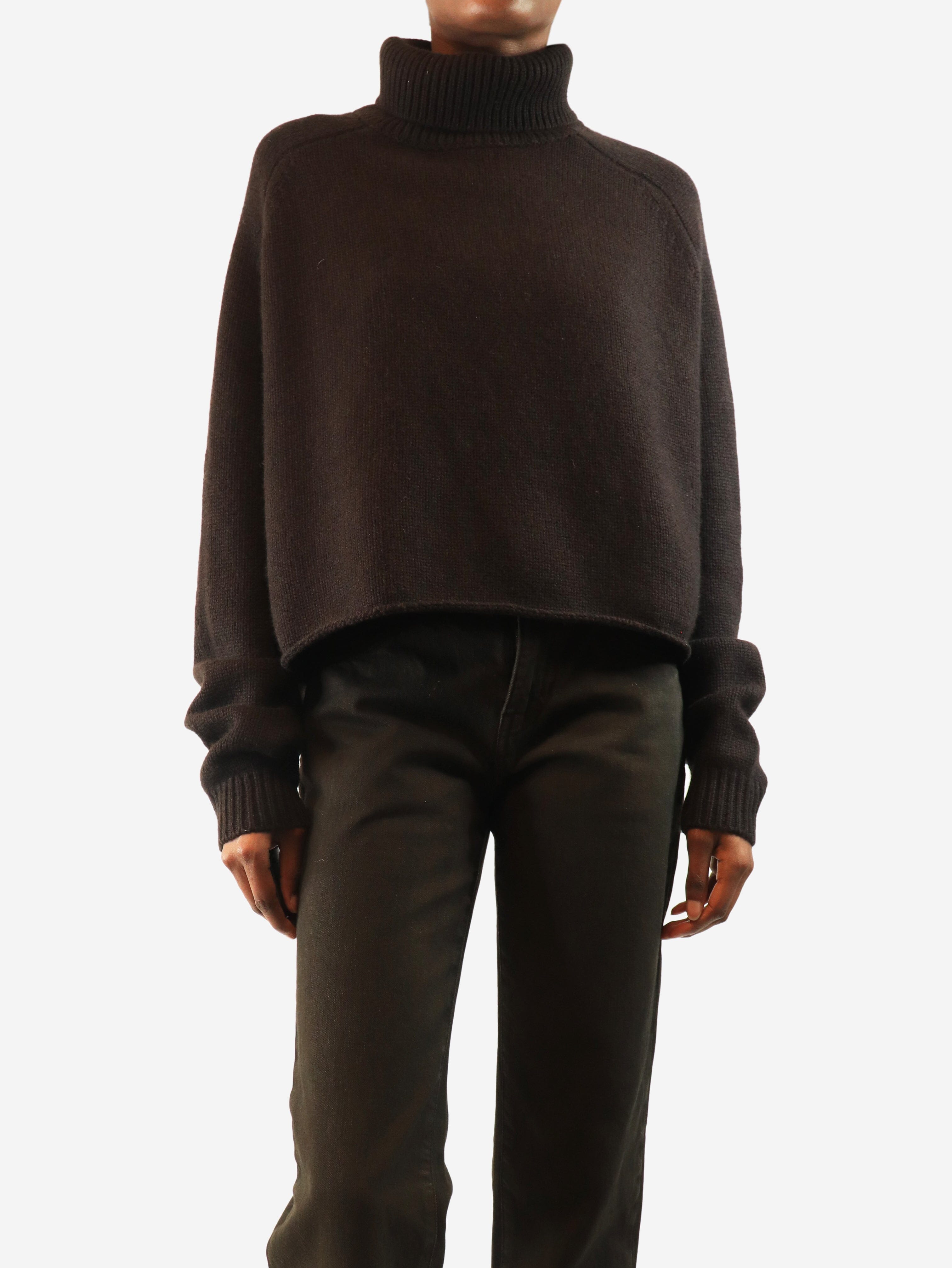 Dark chocolate high-neck sweater - size XS Knitwear Lisa Yang 