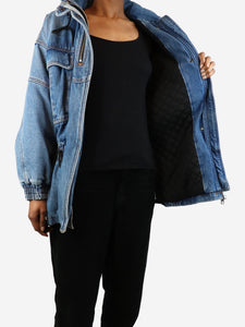 Alexander Wang Blue drawstring waist denim jacket with hoodie - size XXS