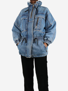 Alexander Wang Blue drawstring waist denim jacket with hoodie - size XXS