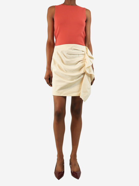 Cream frilled mini skirt - size UK 8 alternate image