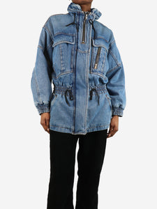 Alexander Wang Blue drawstring waist denim jacket with hoodie - size XXS