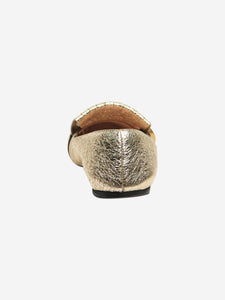 Gucci Gold GG metallic fringed flats - size EU 36