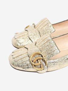 Gucci Gold GG metallic fringed flats - size EU 36