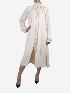 Cris Barros Cream long-sleeved buttoned dress - size FR 38