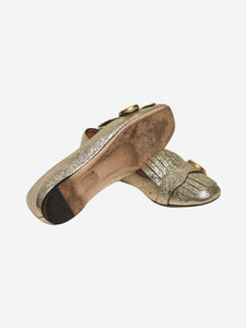 Gucci Gold GG metallic fringed flats - size EU 36