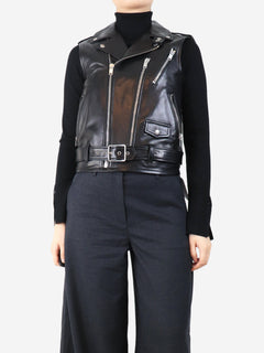 Black leather biker vest - size UK 12 Coats & Jackets Saint Laurent 