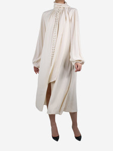 Cris Barros Cream long-sleeved buttoned dress - size FR 38