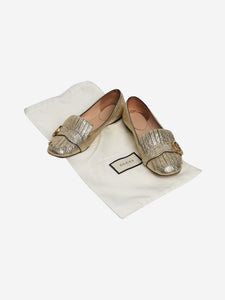 Gucci Gold GG metallic fringed flats - size EU 36