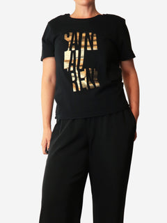 Black and gold graphic logo top - size M