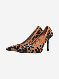 Prada Prada Brown leopard print knit fabric pumps - size EU 38.5 (UK 5.5)