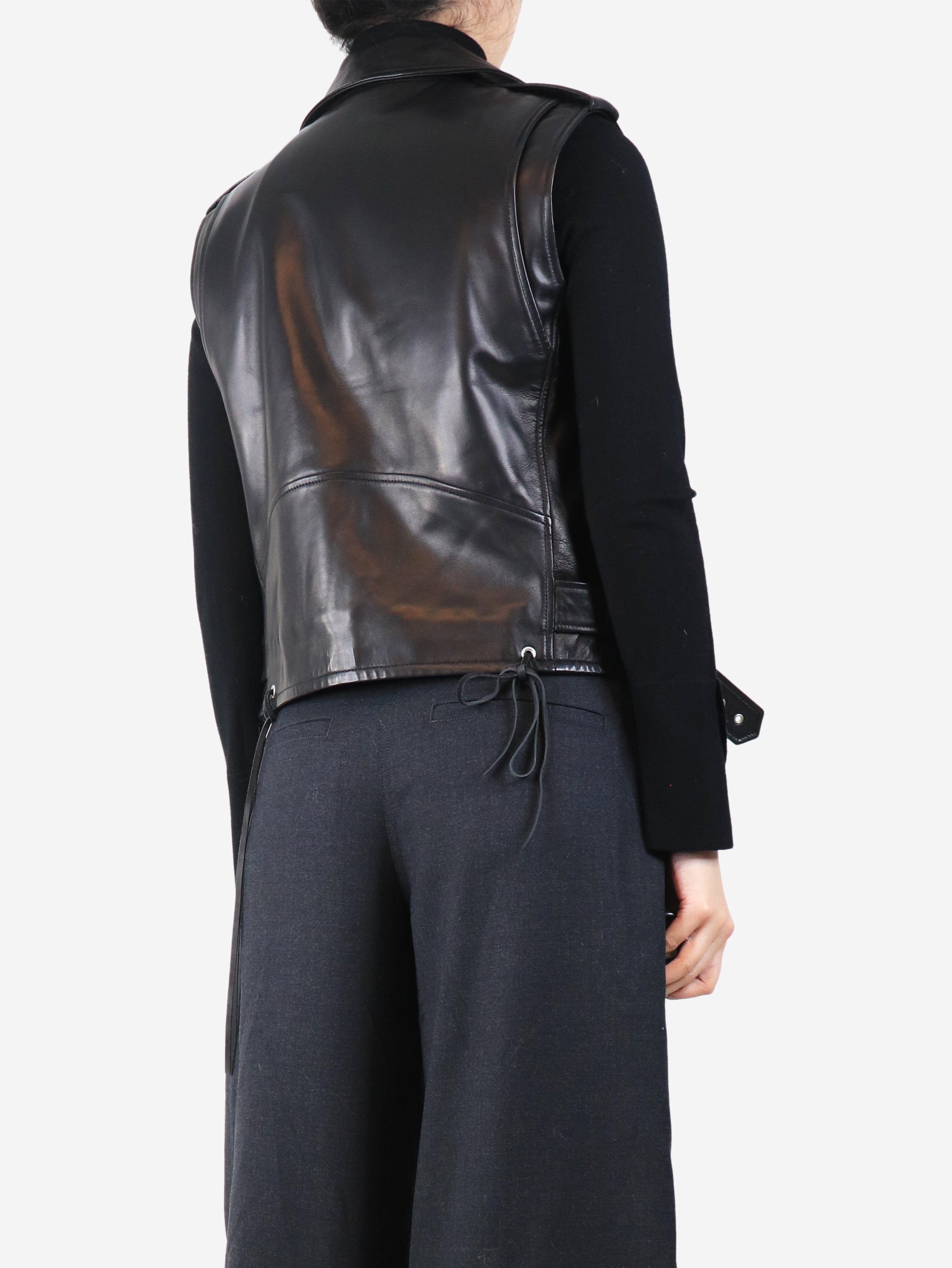 Black leather biker vest - size UK 12 Coats & Jackets Saint Laurent 