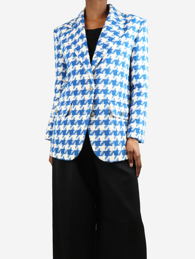 Blue and white houndstooth jacket - size UK 6