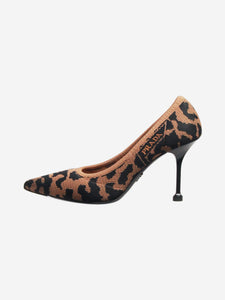 Prada Prada Brown leopard print knit fabric pumps - size EU 38.5 (UK 5.5)