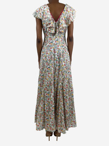 Doen Grey floral ruffled midi dress - size XS