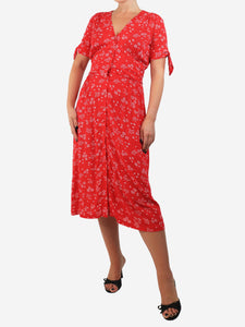 Rouje Red floral printed midi dress - size UK 10