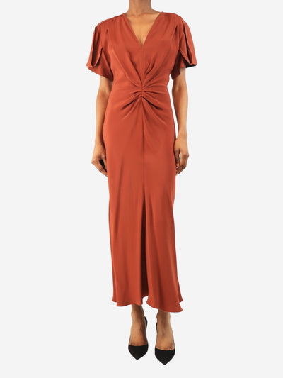 Rust brown stretch-crepe midi dress - size UK 8 Dresses Victoria Beckham 