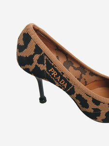 Prada Prada Brown leopard print knit fabric pumps - size EU 38.5 (UK 5.5)