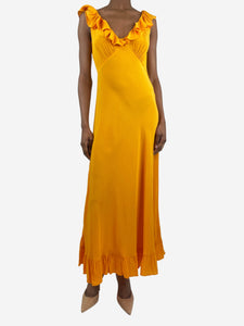 Doen Orange sleeveless ruffle-trim maxi dress - size XS