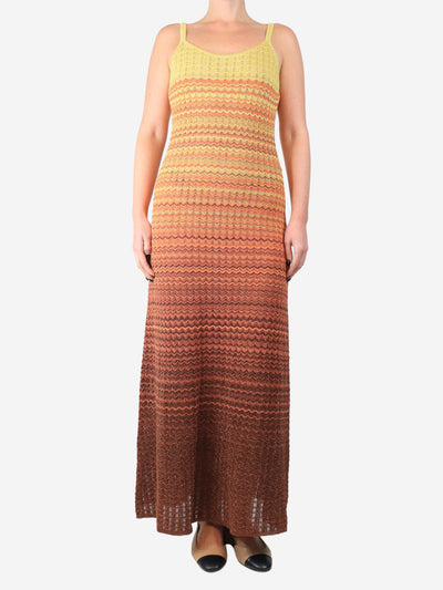 Orange lurex knit maxi dress - size UK 12 Dresses Sandro 