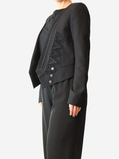 Black fitted blazer with embroidery detail - size UK 12 Coats & Jackets Saint Laurent 