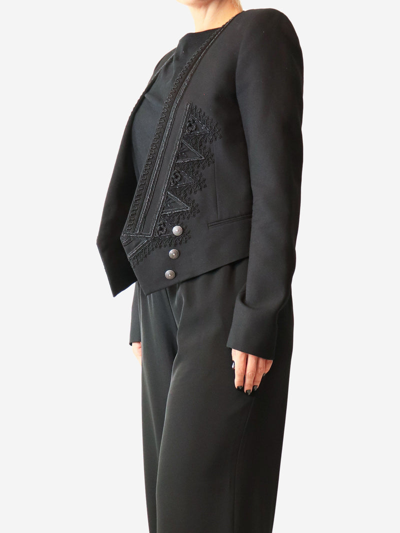 Black fitted blazer with embroidery detail - size UK 12 Coats & Jackets Saint Laurent 