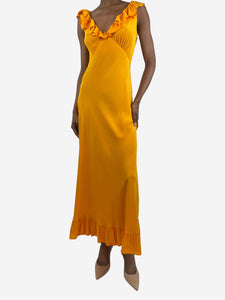 Doen Orange sleeveless ruffle-trim maxi dress - size XS