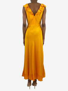 Doen Orange sleeveless ruffle-trim maxi dress - size XS