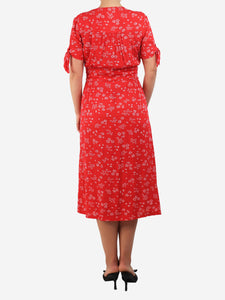 Rouje Red floral printed midi dress - size UK 10