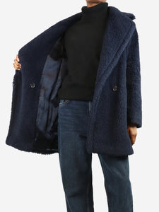 Max Mara Navy blue teddy coat - size UK 6