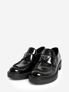 Black brushed leather Chocolate loafers - size EU 39 Flat Shoes Prada 