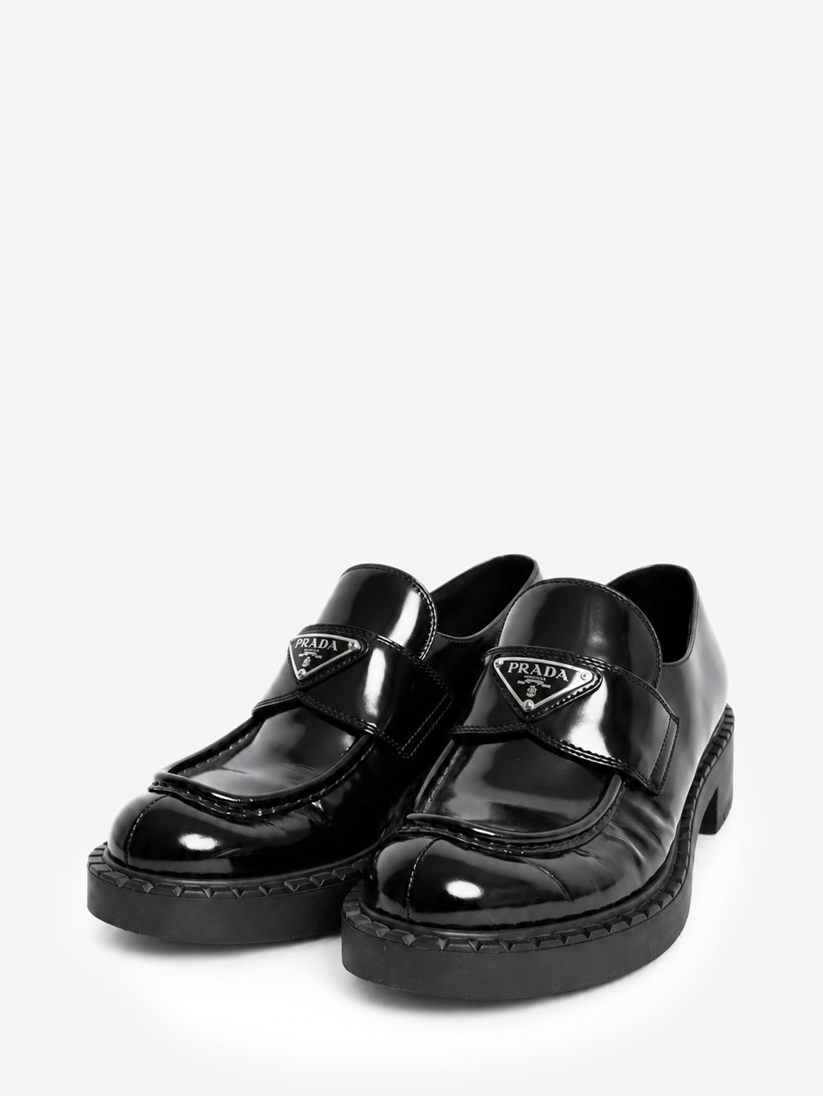 Black brushed leather Chocolate loafers - size EU 39 Flat Shoes Prada 