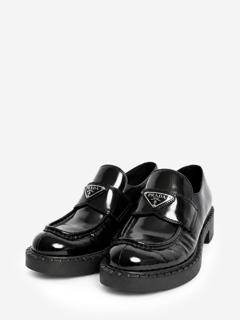 Black brushed leather Chocolate loafers - size EU 39 Flat Shoes Prada 