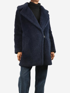 Max Mara Navy blue teddy coat - size UK 6