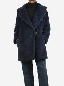 Max Mara Navy blue teddy coat - size UK 6