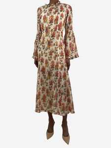 Doen Cream floral ruffled midi dress - size XS