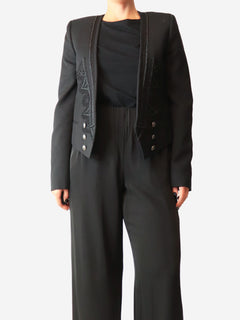 Black fitted blazer with embroidery detail - size UK 12 Coats & Jackets Saint Laurent 