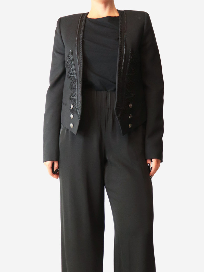 Black fitted blazer with embroidery detail - size UK 12 Coats & Jackets Saint Laurent 