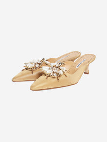 Gold faux-pearl mules - size EU 39.5 Heels Manolo Blahnik 