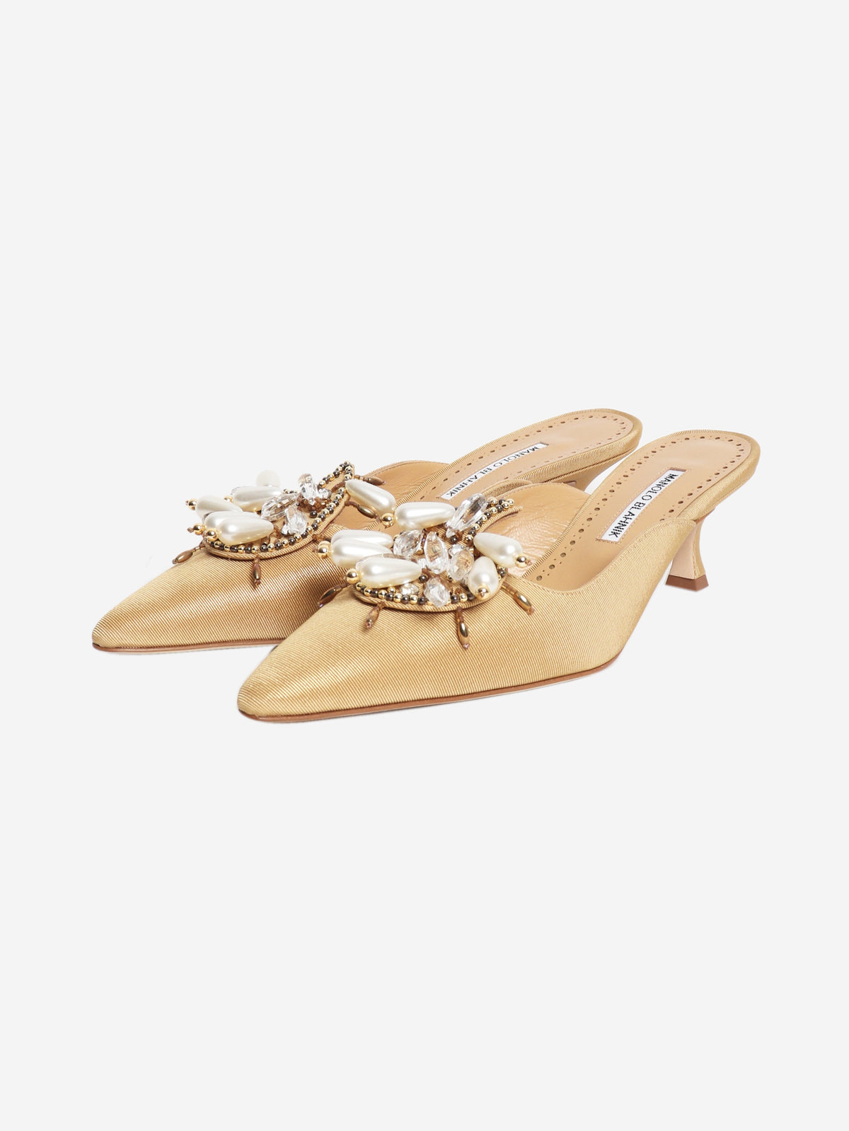 Gold faux-pearl mules - size EU 39.5 Heels Manolo Blahnik 