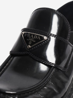 Black brushed leather Chocolate loafers - size EU 39 Flat Shoes Prada 
