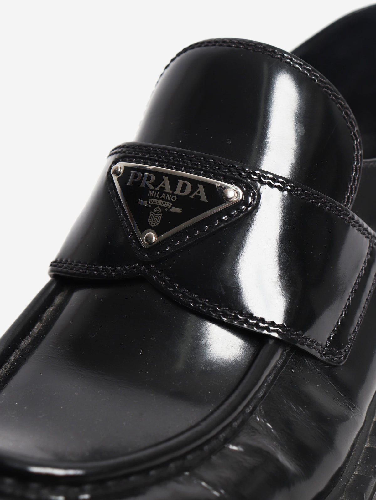 Black brushed leather Chocolate loafers - size EU 39 Flat Shoes Prada 